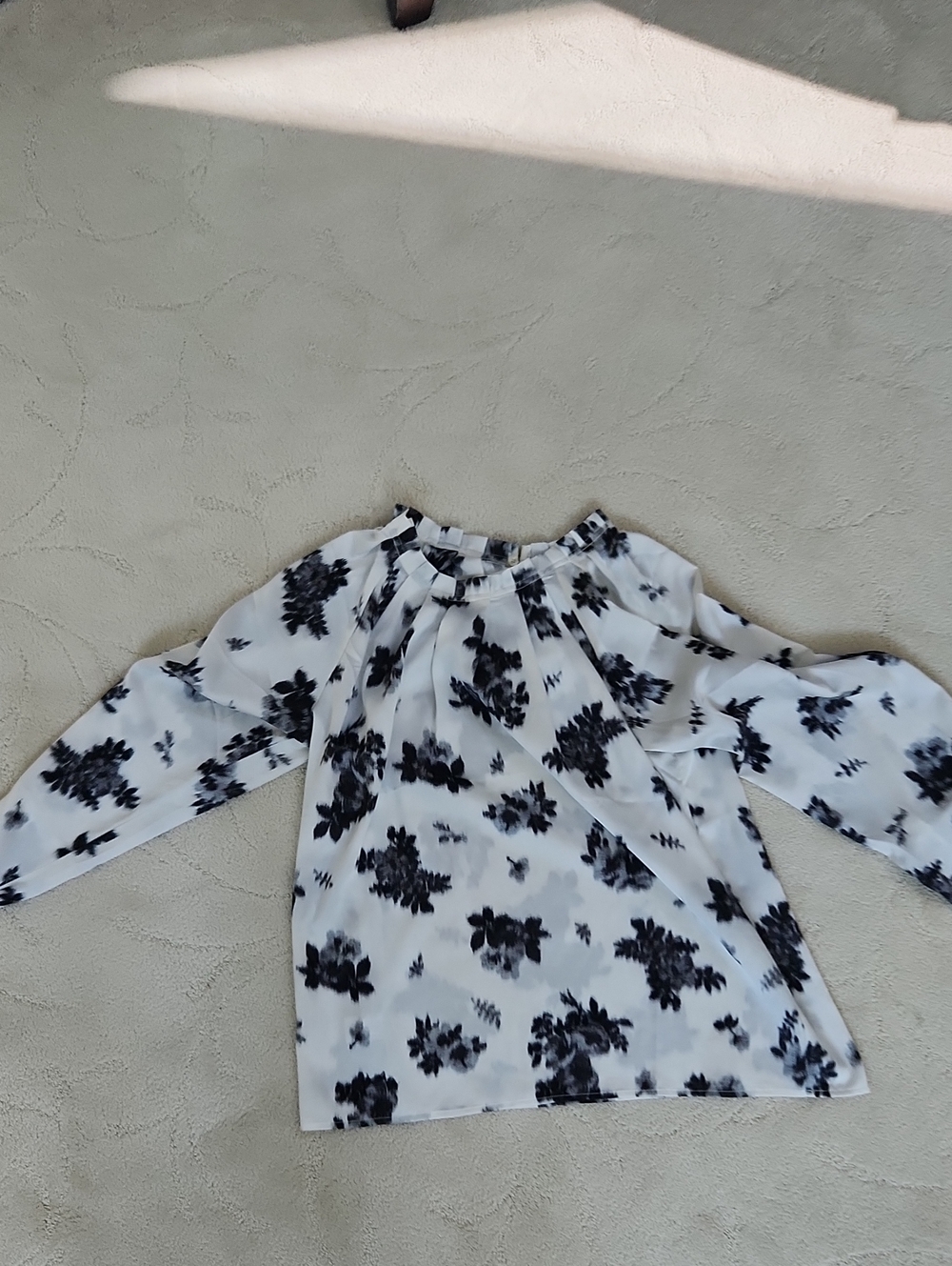 Ann Taylor Girls White Top with Black Floral Print